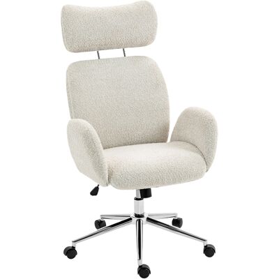 Homcom Sedia Ufficio Girevole in Bouclé con Poggiatesta. Altezza Regolabili, Funzione Dondolo, Grigio Chiaro-Bianco Aosom Italy Homcom Sedia Ufficio Girevole in Bouclé con Poggiatesta. Altezza Regolabili, Funzione Dondolo, Grigio Chiaro-Bianco Aosom Italy