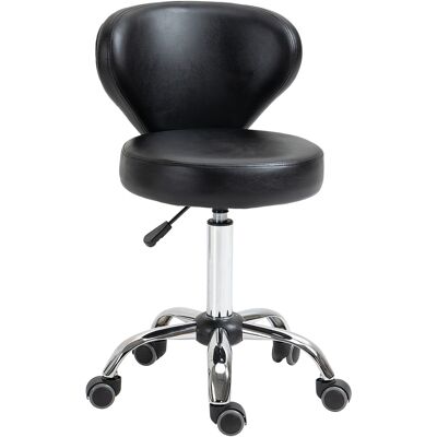 Homcom Sgabello Regolabile Girevole a 360°, Sgabello da Estetista con Schienale, in Acciaio, Finta Pelle, Nero Aosom Italy Homcom Sgabello Regolabile Girevole a 360°, Sgabello da Estetista con Schienale, in Acciaio, Finta Pelle, Nero Aosom Italy