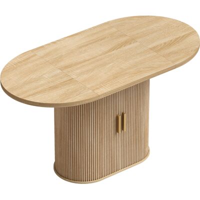 Homcom Tavolo da pranzo ovale per 6 persone con ante scorrevoli e 6 scomparti, rovere Aosom Italy Homcom Tavolo da pranzo ovale per 6 persone con ante scorrevoli e 6 scomparti, rovere Aosom Italy