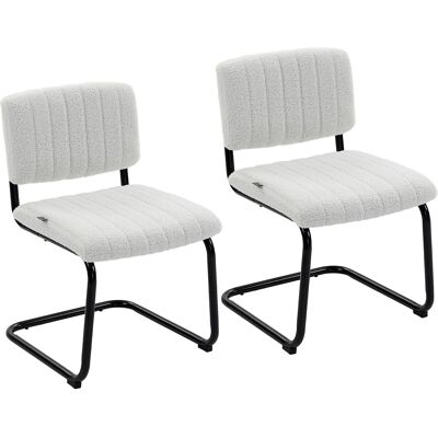 Homcom Set 2 sedie da pranzo imbottite in tessuto teddy con gambe a slitta, crema Aosom Italy Homcom Set 2 sedie da pranzo imbottite in tessuto teddy con gambe a slitta, crema Aosom Italy