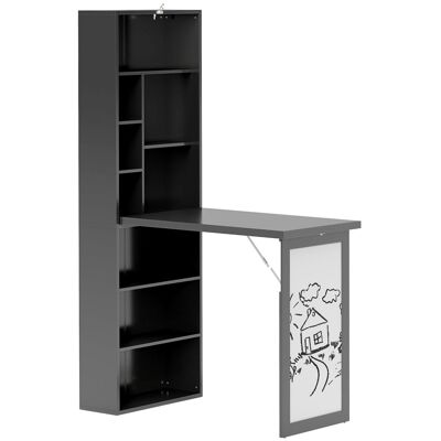 Homcom Scrivania Moderna Pieghevole con Libreria e Lavagna, in Legno e Metallo, 98x51x153 cm, Nero Aosom Italy Homcom Scrivania Moderna Pieghevole con Libreria e Lavagna, in Legno e Metallo, 98x51x153 cm, Nero Aosom Italy