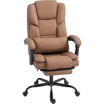 Homcom Sedia da Ufficio Reclinabile in Finta Pelle con Poggiapiedi e Rotelle, 65x67x111-119 cm, Marrone Aosom Italy Homcom Sedia da Ufficio Reclinabile in Finta Pelle con Poggiapiedi e Rotelle, 65x67x111-119 cm, Marrone Aosom Italy