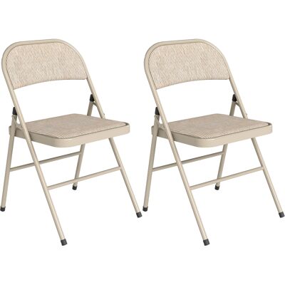 Homcom Set di 2 Sedie Pieghevoli con Seduta Imbottita in poliestere e Struttura in Acciaio, Beige Aosom Italy Homcom Set di 2 Sedie Pieghevoli con Seduta Imbottita in poliestere e Struttura in Acciaio, Beige Aosom Italy