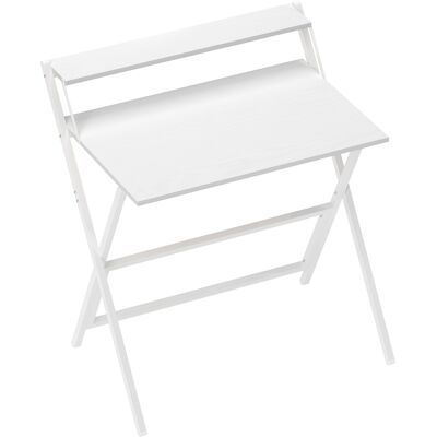 Homcom Scrivania Pieghevole con Ripiano per Monitor, 81.5x62x86.5 cm, Bianco Aosom Italy Homcom Scrivania Pieghevole con Ripiano per Monitor, 81.5x62x86.5 cm, Bianco Aosom Italy