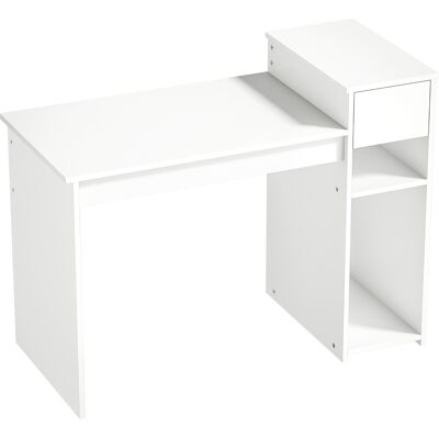 Homcom Scrivania per Studio e Scrittura con Cassetto e Scaffali, 108x50x82 cm, Bianco Aosom Italy Homcom Scrivania per Studio e Scrittura con Cassetto e Scaffali, 108x50x82 cm, Bianco Aosom Italy