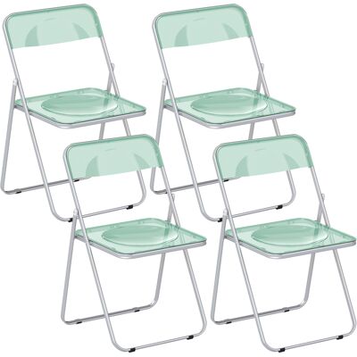 Homcom Set da 4 Sedie Pieghevoli in Acrilico, Sedie Trasparenti, Verde Aosom Italy Homcom Set da 4 Sedie Pieghevoli in Acrilico, Sedie Trasparenti, Verde Aosom Italy