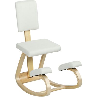 Homcom Sedia Inginocchiatoio Dondolante in Tessuto Effetto Lino e Legno di Betulla, 51x84x93 cm, Crema Aosom Italy Homcom Sedia Inginocchiatoio Dondolante in Tessuto Effetto Lino e Legno di Betulla, 51x84x93 cm, Crema Aosom Italy