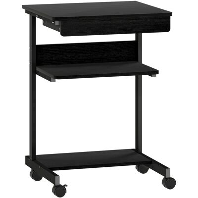 Homcom Scrivania PC con Cassetto Scorrevole, 2 Ripiani e 4 Rotelle, in Legno e Metallo, 56x51x79 cm, Nero Aosom Italy Homcom Scrivania PC con Cassetto Scorrevole, 2 Ripiani e 4 Rotelle, in Legno e Metallo, 56x51x79 cm, Nero Aosom Italy