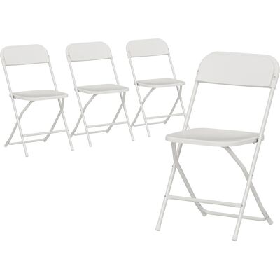 Homcom Set 4 Sedie Pieghevoli con Fori di Drenaggio in Plastica e Metallo, 45x49x79.5 cm, Bianco Aosom Italy Homcom Set 4 Sedie Pieghevoli con Fori di Drenaggio in Plastica e Metallo, 45x49x79.5 cm, Bianco Aosom Italy