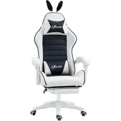 Vinsetto Sedia Gaming Reclinabile con Poggiapiedi e Cuscini, Orecchie da Coniglio e Altezza Regolabile, Nero Aosom Italy Vinsetto Sedia Gaming Reclinabile con Poggiapiedi e Cuscini, Orecchie da Coniglio e Altezza Regolabile, Nero Aosom Italy