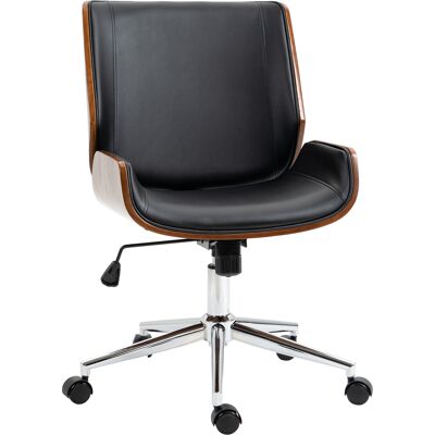 Vinsetto Sedia da Ufficio Ergonomica con schienale a ricurvo e Vintage Imbottita, in Finta Pelle, Legno e Acciaio, Nero e Marrone Scuro Aosom Italy Vinsetto Sedia da Ufficio Ergonomica con schienale a ricurvo e Vintage Imbottita, in Finta Pelle, Legno e Acciaio, Nero e Marrone Scuro Aosom Italy