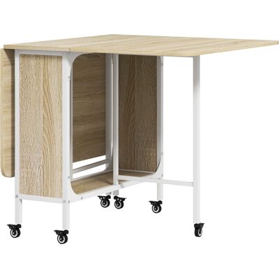 Homcom Tavolo da Pranzo a Ribalta per 6 Persone max con Ripiano, in Legno e Metallo, 130x80x74 cm, Bianco e color Legno Aosom Italy Homcom Tavolo da Pranzo a Ribalta per 6 Persone max con Ripiano, in Legno e Metallo, 130x80x74 cm, Bianco e color Legno Aosom Italy