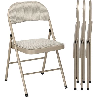 Homcom Set di 4 Sedie Pieghevoli con Seduta Imbottita in poliestere e Struttura in Acciaio, Beige Aosom Italy Homcom Set di 4 Sedie Pieghevoli con Seduta Imbottita in poliestere e Struttura in Acciaio, Beige Aosom Italy