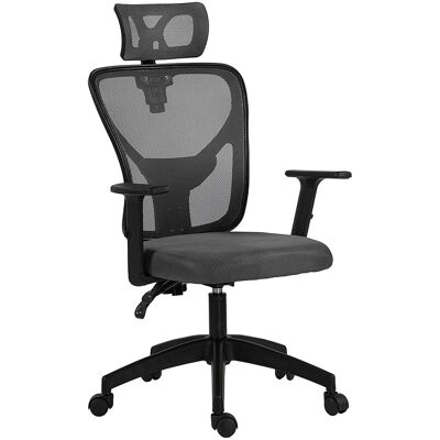 Vinsetto Sedia da Ufficio Ergonomica e Regolabile con Supporto Lombare e Poggiatesta, 66x61x106-116 cm, Grigio Aosom Italy Vinsetto Sedia da Ufficio Ergonomica e Regolabile con Supporto Lombare e Poggiatesta, 66x61x106-116 cm, Grigio Aosom Italy