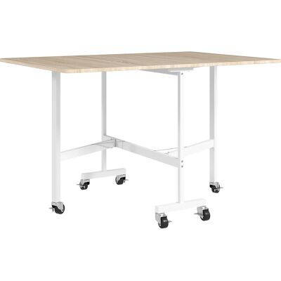 Homcom Tavolo Pieghevole Industriale a 2 Ribalte con Rotelle in Truciolato e Acciaio, 120x80x73cm, Rovere Aosom Italy Homcom Tavolo Pieghevole Industriale a 2 Ribalte con Rotelle in Truciolato e Acciaio, 120x80x73cm, Rovere Aosom Italy