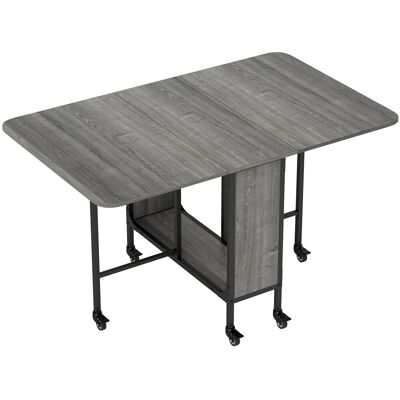 Homcom Tavolo Pieghevole da Pranzo per 6 Persone max con Ripiano, in Legno e Metallo, 130x80x74 cm, Grigio Aosom Italy Homcom Tavolo Pieghevole da Pranzo per 6 Persone max con Ripiano, in Legno e Metallo, 130x80x74 cm, Grigio Aosom Italy