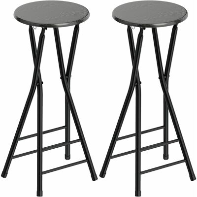 Homcom Set 2 Sgabelli Bar Pieghevoli con Doppio Poggiapiedi, in Legno e Acciaio, 34x30x70 cm, Nero Aosom Italy Homcom Set 2 Sgabelli Bar Pieghevoli con Doppio Poggiapiedi, in Legno e Acciaio, 34x30x70 cm, Nero Aosom Italy