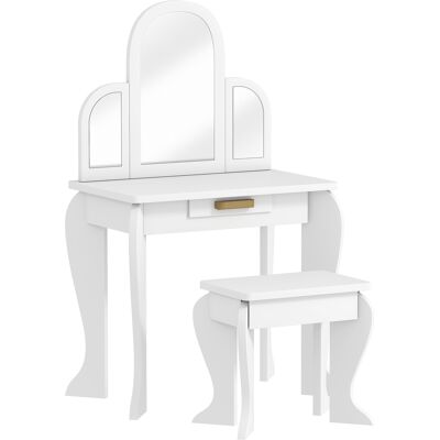 Homcom Tavolo per Trucco per Bambine 3-6 Anni con Sgabello, Cassetti e Specchio Coordinato in Acrilico, Bianco Aosom Italy Homcom Tavolo per Trucco per Bambine 3-6 Anni con Sgabello, Cassetti e Specchio Coordinato in Acrilico, Bianco Aosom Italy