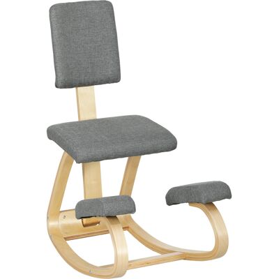 Homcom Sedia Inginocchiatoio con Movimento a Dondolo, in Tessuto Effetto Lino e Legno di Betulla, 51x84x93 cm, Grigio Homcom Sedia Inginocchiatoio con Movimento a Dondolo, in Tessuto Effetto Lino e Legno di Betulla, 51x84x93 cm, Grigio