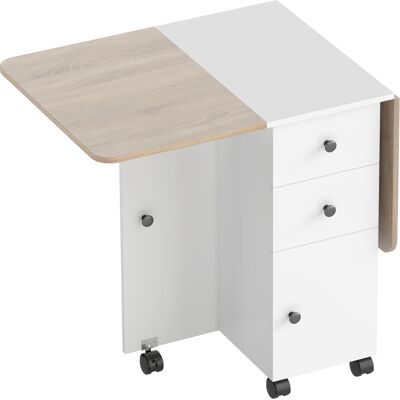Homcom Tavolo Pieghevole con 2 Cassetti e Armadietto, 6 Rotelle e Freni, 120x60x76.5 cm, Bianco e Rovere Aosom Italy Homcom Tavolo Pieghevole con 2 Cassetti e Armadietto, 6 Rotelle e Freni, 120x60x76.5 cm, Bianco e Rovere Aosom Italy