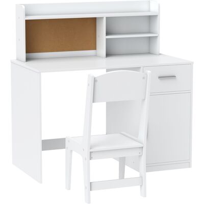 Aiyaplay Scrivania per Bambini con Scaffali, Armadietto, Cassetto e Sedia per Bambini Abbinata in MDF Bianco Aosom Italy Aiyaplay Scrivania per Bambini con Scaffali, Armadietto, Cassetto e Sedia per Bambini Abbinata in MDF Bianco Aosom Italy