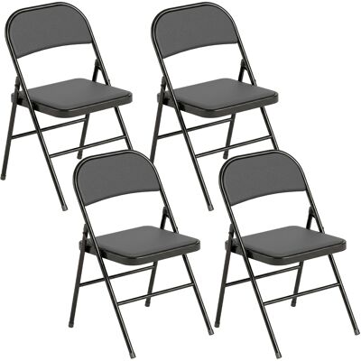 Homcom Set 4 Sedie Pieghevoli Imbottite in Finta Pelle PU e Metallo, 45x46x78 cm, Nero Aosom Italy Homcom Set 4 Sedie Pieghevoli Imbottite in Finta Pelle PU e Metallo, 45x46x78 cm, Nero Aosom Italy