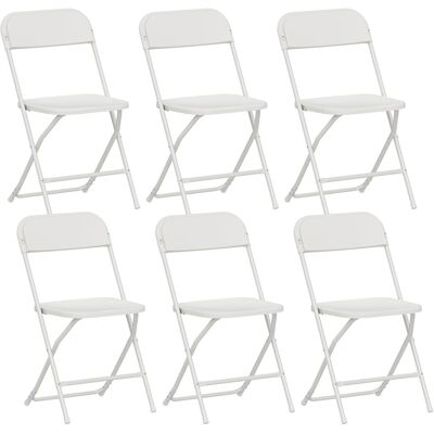Homcom Set 6 Sedie Pieghevoli con Fori di Drenaggio in Plastica e Metallo, 45x49x79.5 cm, Bianco Aosom Italy Homcom Set 6 Sedie Pieghevoli con Fori di Drenaggio in Plastica e Metallo, 45x49x79.5 cm, Bianco Aosom Italy