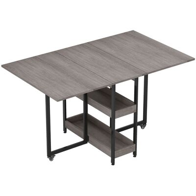 Homcom Tavolo Pieghevole a 2 Ribalte per 4 Persone con 2 Ripiani Aperti, in Legno e Metallo, 133.4x80x75 cm, Grigio Aosom Italy Homcom Tavolo Pieghevole a 2 Ribalte per 4 Persone con 2 Ripiani Aperti, in Legno e Metallo, 133.4x80x75 cm, Grigio Aosom Italy