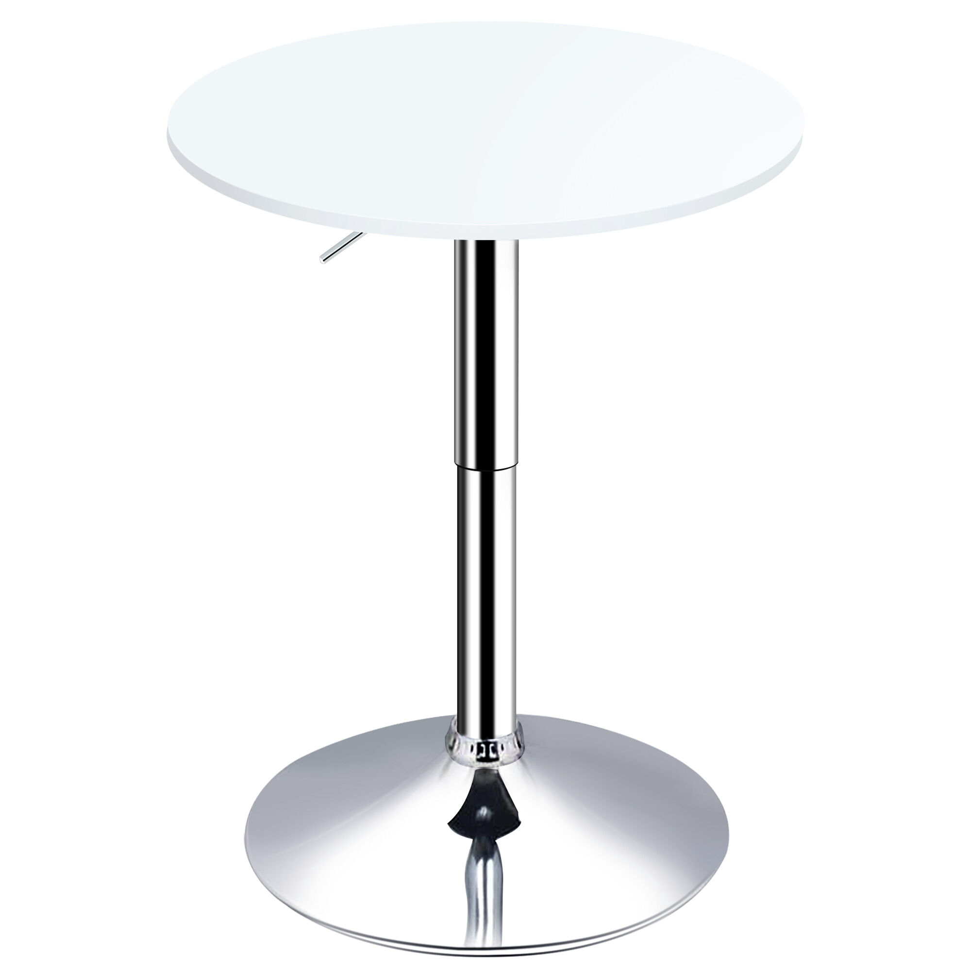 Homcom Tavolino da Bar Rotondo con Altezza Regolabile in Metallo e MDF, Arredamento Moderno Casa Φ60x69-93cm Bianco