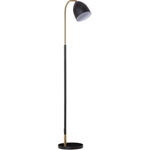 Homcom Lampada da Terra ad Arco con Paralume Regolabile, Lampada da Pavimento Moderna per Lampadine E27 40W, Metallo Nero e Oro, 43x28x160cm