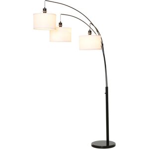 Homcom Lampada da Terra con 3 Luci e Braccia Flessibili, Base in Marmo e Palo in Metallo, 103x34.5x205cm, Nero e Bianco