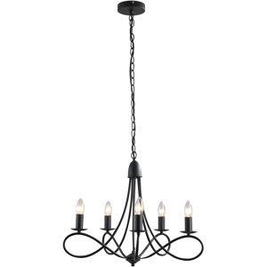 Homcom Lampadario con 5 candelieri pieghevole altezza regolabile vintage in acciaio nero Diametro 58 x 45cm