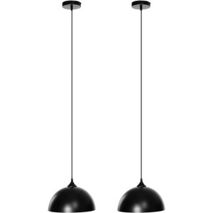 Homcom Lampada a Sospensione in Stile Industriale ad Altezza Regolabile, Set 2 Pezzi in Metallo con Viti incluse, Ø30x126 cm, Nero