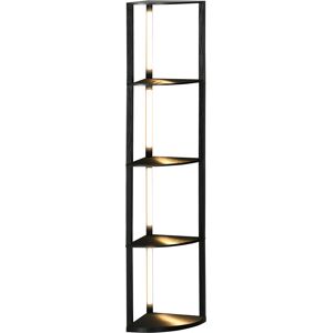 Homcom Lampada da Terra a Colonna in MDF con 4 Ripiani e Illuminazione a LED da 3000K, 41x29.5x163.5 cm, Nero