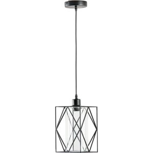 Homcom Lampadario Vintage in Stile Industriale, Lampada da Soffitto, Lampadario Salotto Cavo Regolabile, Nero, 16x16x120cm