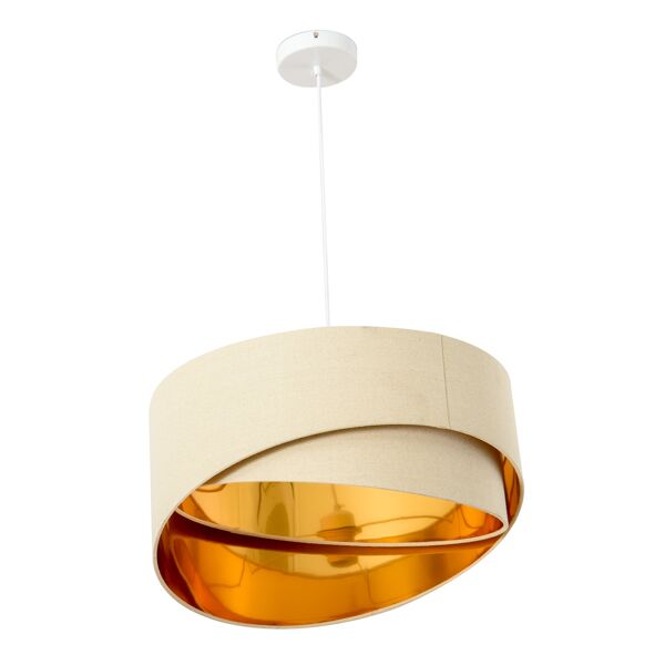 homcom lampadario a sospensione con altezza regolabile, illuminazione moderna per casa e ufficio, beige e oro