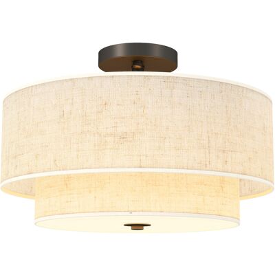 Homcom Lampada a Soffitto, Lampada a Sospensione con Doppi Paralumi in Lino, Bianco crema Aosom Italy Homcom Lampada a Soffitto, Lampada a Sospensione con Doppi Paralumi in Lino, Bianco crema Aosom Italy