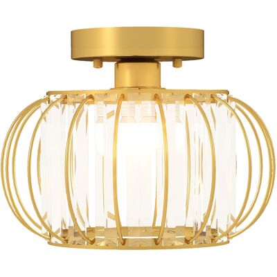 Homcom Plafoniera LED Moderna e Minimal a Gabbia con 18 Cristalli, in Metallo Oro, Ø27x19 cm Aosom Italy Homcom Plafoniera LED Moderna e Minimal a Gabbia con 18 Cristalli, in Metallo Oro, Ø27x19 cm Aosom Italy