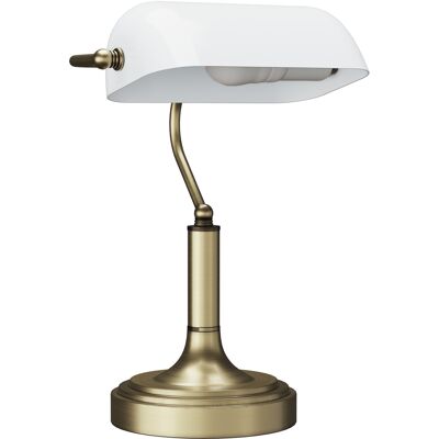 Homcom Lampada da Tavolo Regolabile con Interruttore, 26.8x22x39.5 cm, Bianco Aosom Italy Homcom Lampada da Tavolo Regolabile con Interruttore, 26.8x22x39.5 cm, Bianco Aosom Italy
