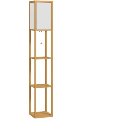 Homcom Lampada da Terra con Ripiani e Portalampada E27, Legno Naturale Aosom Italy Homcom Lampada da Terra con Ripiani e Portalampada E27, Legno Naturale Aosom Italy