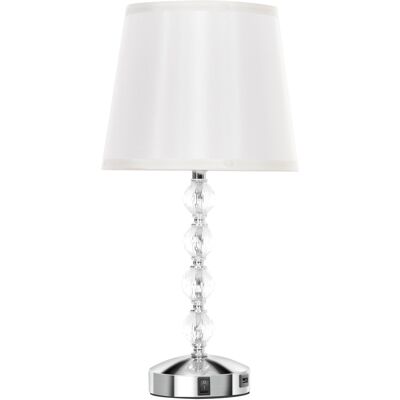 HOMCOM Crystal USB Lampada da Tavolo - Bianco e Argento - Lampada da Tavolo HOMCOM Crystal USB Lampada da Tavolo - Bianco e Argento - Lampada da Tavolo