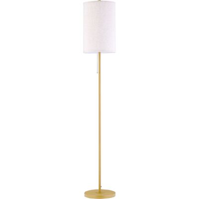 Homcom Lampada da Terra con Interruttore a Catena, Paralume in Lino e Base in Acciaio, Attacco E27, Oro e Crema Aosom Italy Homcom Lampada da Terra con Interruttore a Catena, Paralume in Lino e Base in Acciaio, Attacco E27, Oro e Crema Aosom Italy