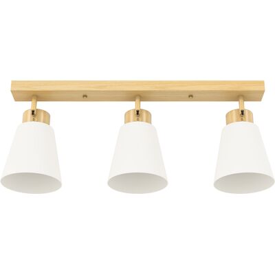 Homcom Lampadario da Soffitto con 3 Punti Luce Regolabili a 90° e Attacchi E27, Colore Legno Aosom Italy Homcom Lampadario da Soffitto con 3 Punti Luce Regolabili a 90° e Attacchi E27, Colore Legno Aosom Italy