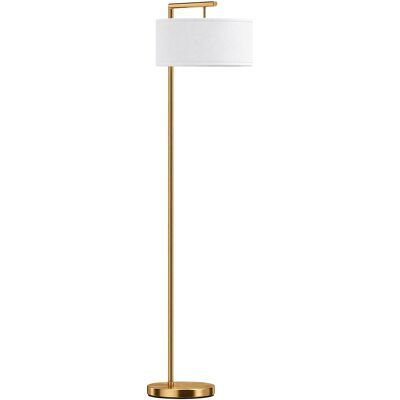 Homcom Lampada da Terra Moderna in Metallo e Paralume in Tessuto, Lampada da Lettura E27 47x37x153cm, Oro e Bianco Homcom Lampada da Terra Moderna in Metallo e Paralume in Tessuto, Lampada da Lettura E27 47x37x153cm, Oro e Bianco