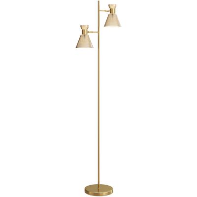 Homcom Lampada da Terra Moderna con 2 Luci e Teste Regolabili, Interruttore a Pedale, Oro Aosom Italy Homcom Lampada da Terra Moderna con 2 Luci e Teste Regolabili, Interruttore a Pedale, Oro Aosom Italy