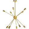 Homcom Lampada a Sospensione in stile Sputnik in Metallo Oro con 10 Luci per Cucina, Soggiorno e Camera da Letto, 65x65x78.5 cm