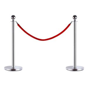 Homcom Colonnine Segnapercorso Separacode Transenne Paletti di Delimitazione con Corde Rosso, in Acciaio Inox, Diametro 32 x 95CM