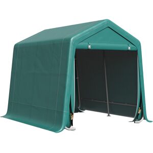 Outsunny Tendone Garage all'Aperto 2.4x2m per Auto, Moto e Biciclette, Casetta da Giardino per Attrezzi in Metallo e Tessuto PE, Verde