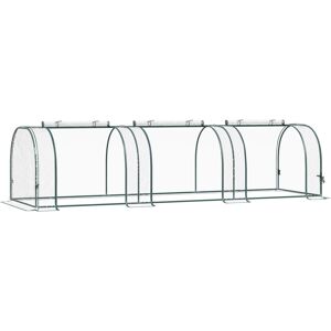 Outsunny Serra da Giardino a Tunnel con 4 Porte Avvolgibili in Acciaio e PVC Trasparente 296x100x80cm