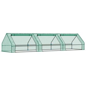 Outsunny Serra per Piante Fiori Ortaggi Colivazione da Giardino Balcone con 3 Porte, Verde (400cm x 100cm x 80cm)